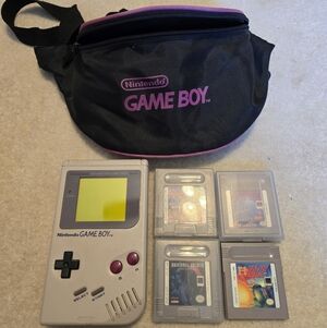 Nintendo Game Boy with Black and Pink Logo Carry Pouch and Games